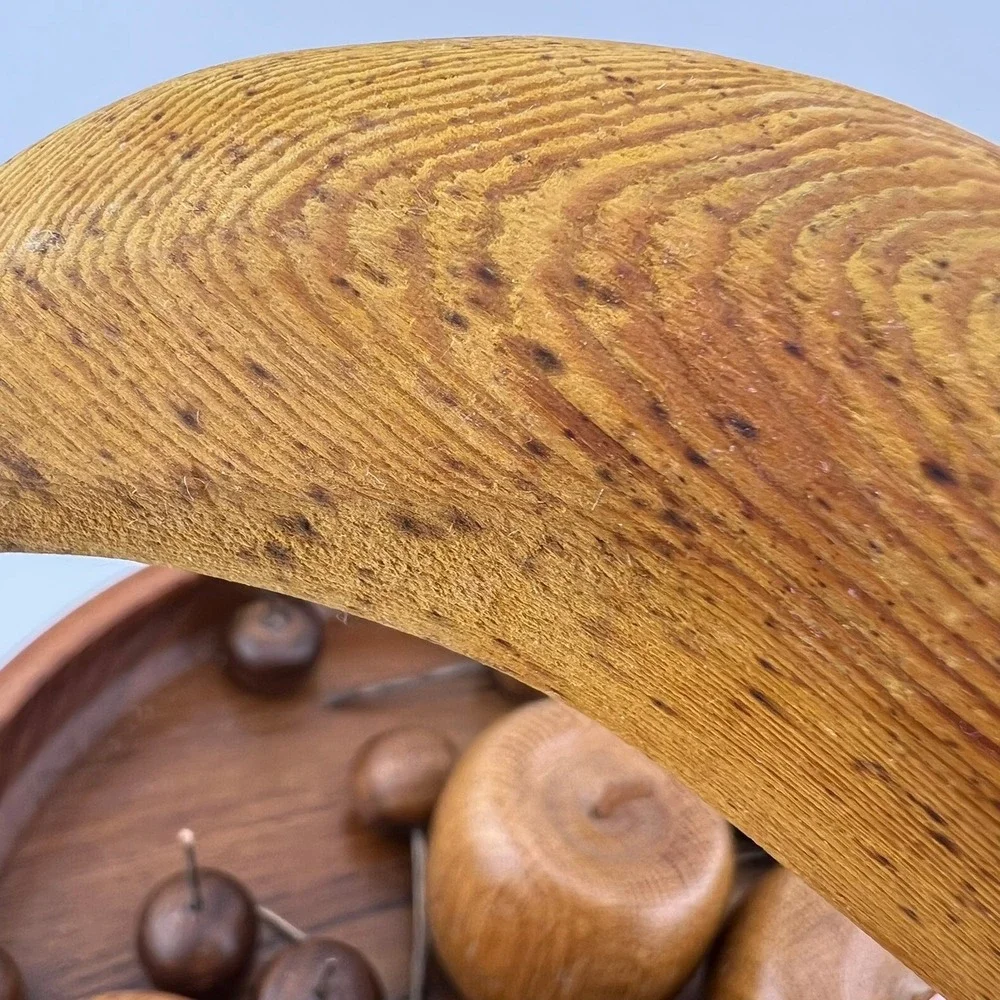 Vintage Wooden Fruit Bowl Set Hand Carved Wood Apples Pear Banana‎ Cherries